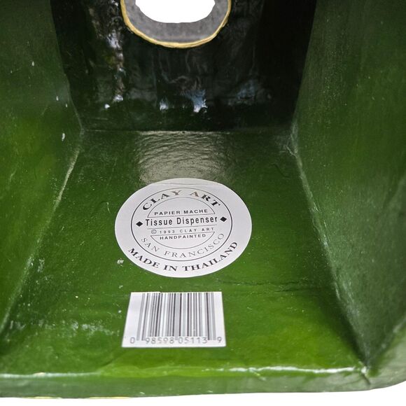 CLAY ART Covered Wagon Hand Painted Papier Mache Tissue Dispenser Box Cover - Picture 14 of 15